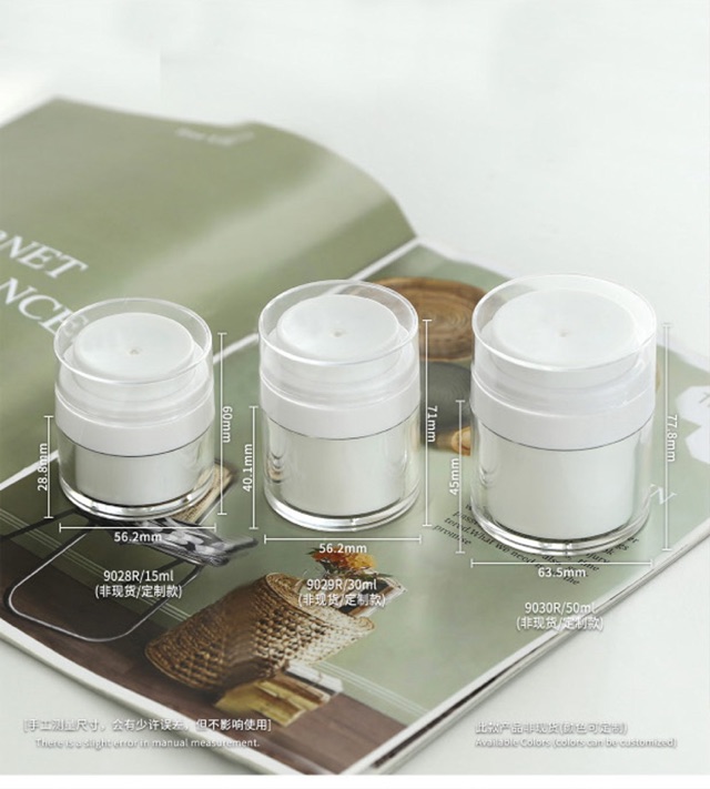 Airless Jars — the formats in this group, photographed together as published in the source catalogue.