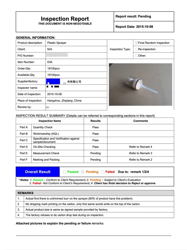2015 sprayer inspection — issues found and flagged